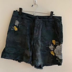 Free people embroidered camo shorts